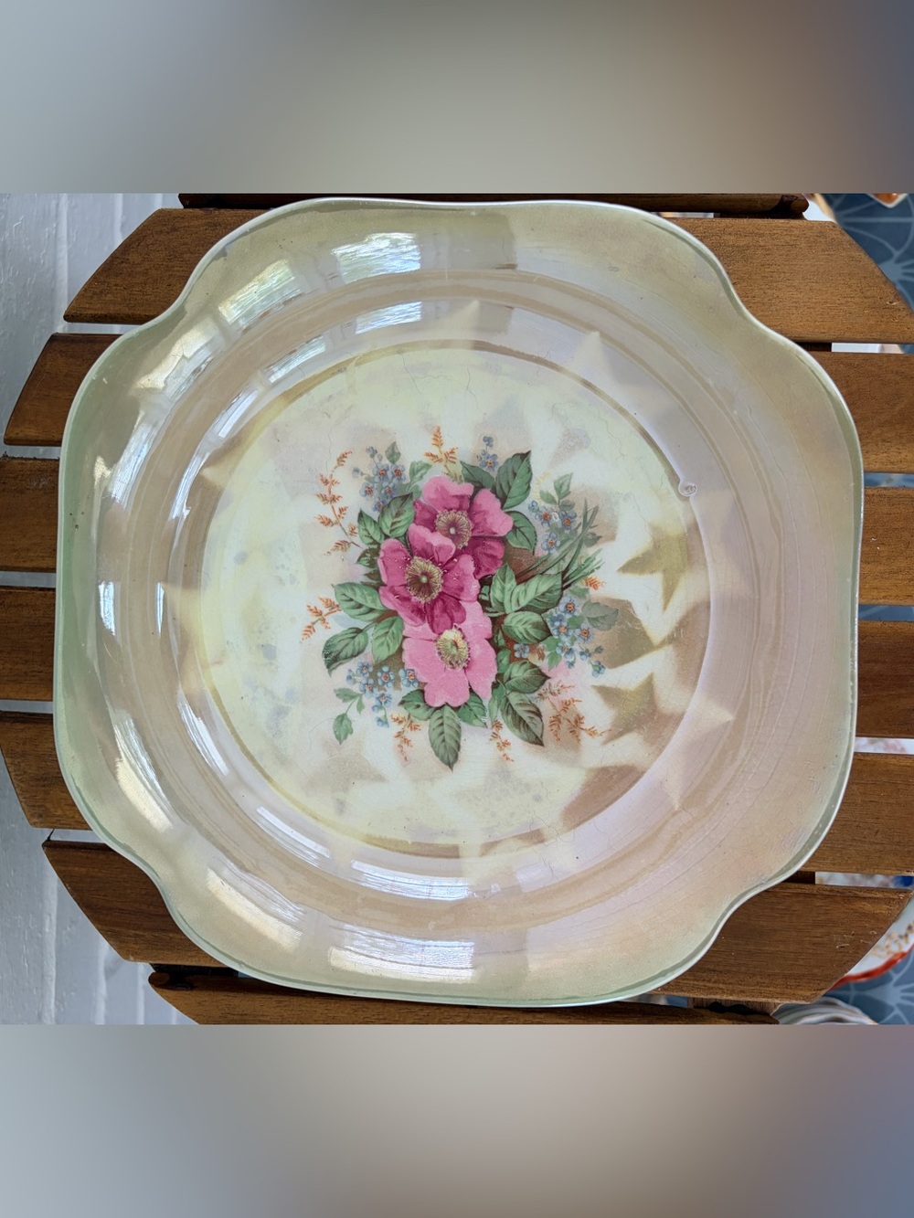 Vintage Floral Serving Platter - Pink Floral Design